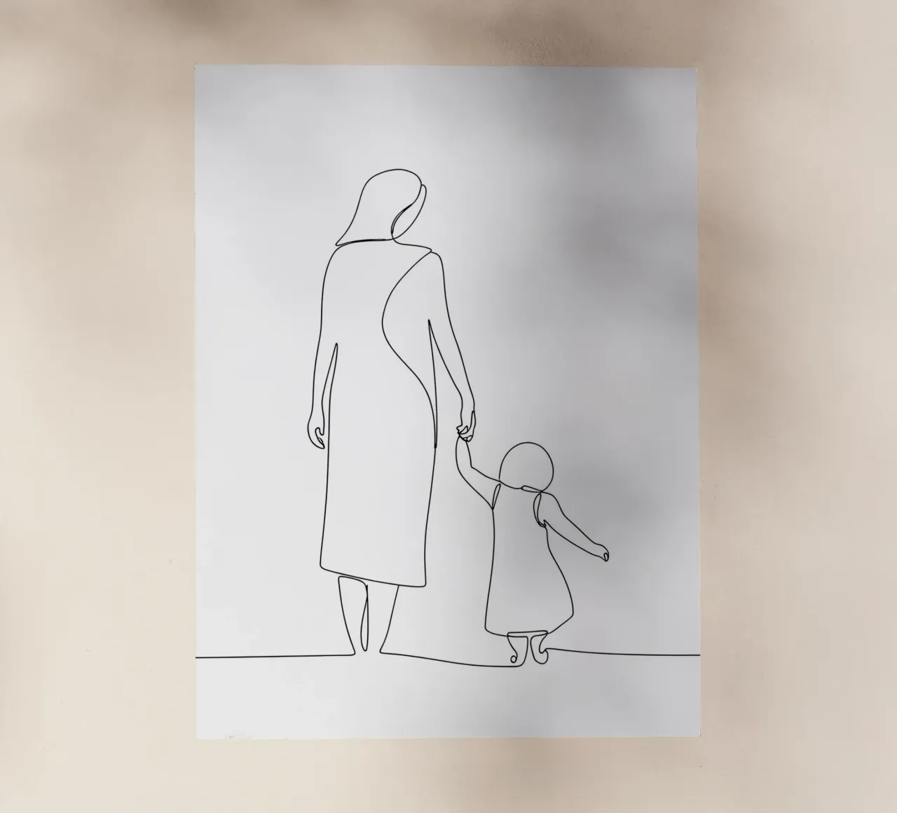 Madre e figlio - Line art minimalista pellicola backlit da Viv Line Art