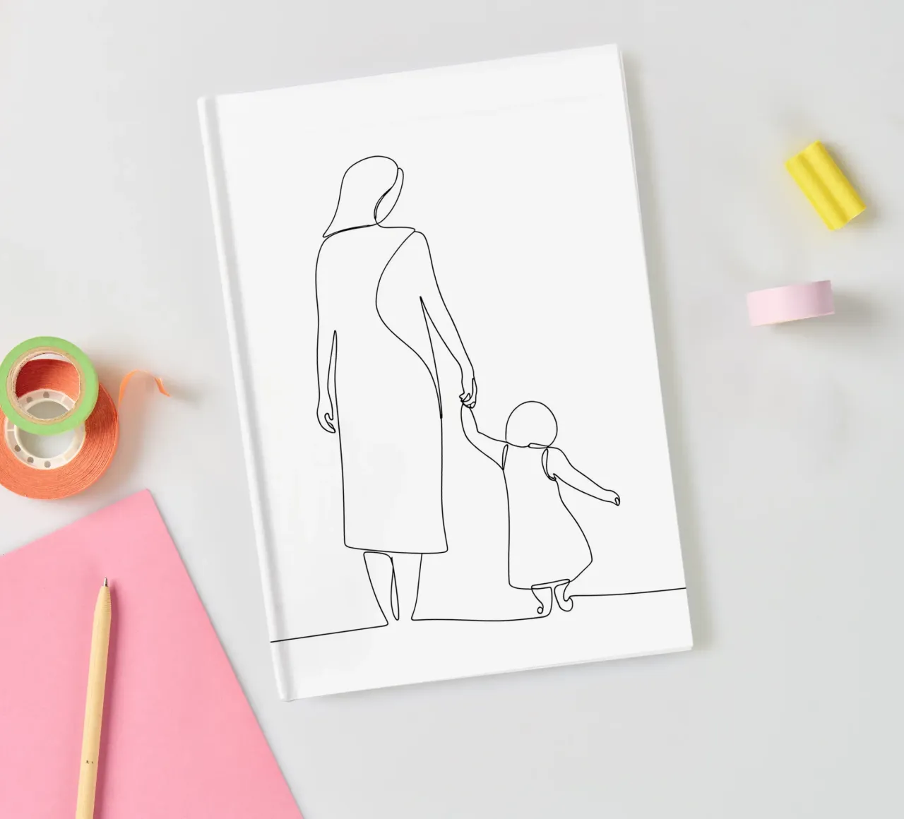 Mother And Child - Minimalist Line Art notebook by Viv Line Art