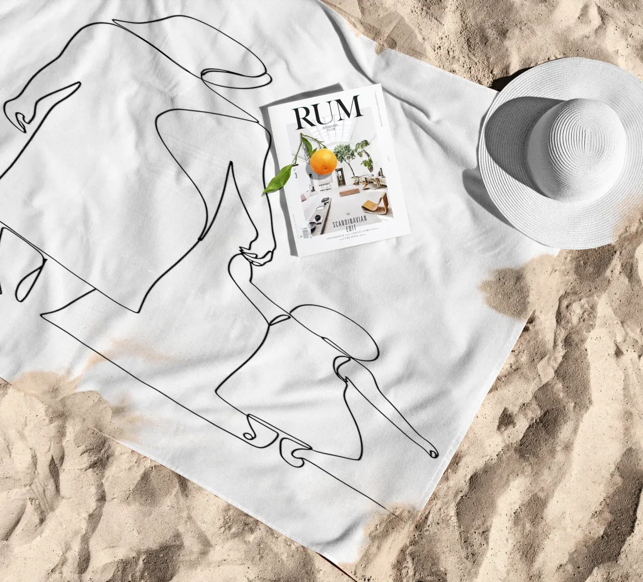 Madre e figlio - Line art minimalista telo mare da Viv Line Art