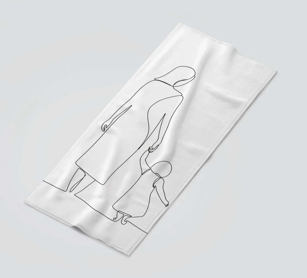 Madre e figlio - Line art minimalista telo mare da Viv Line Art