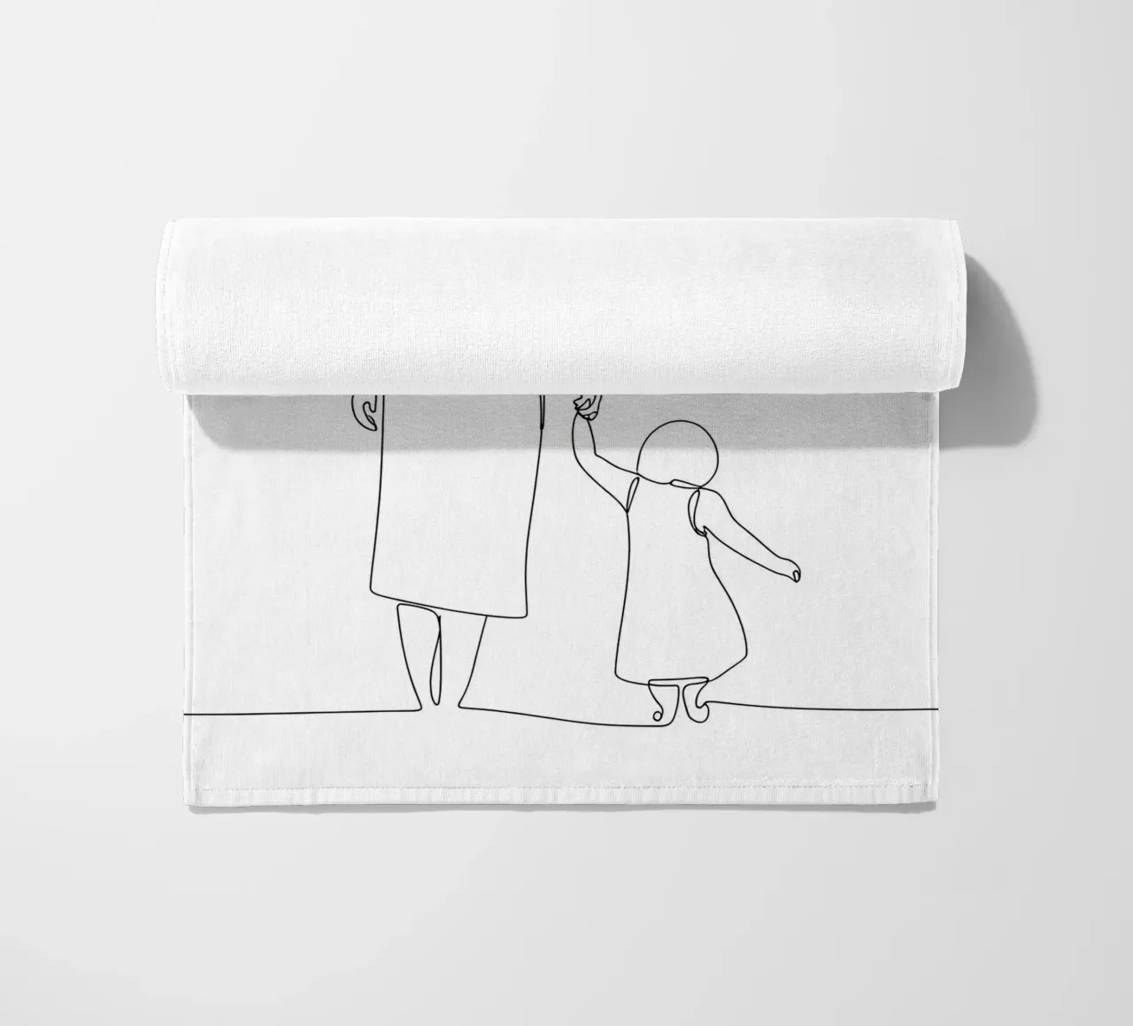 Madre e figlio - Line art minimalista telo mare da Viv Line Art