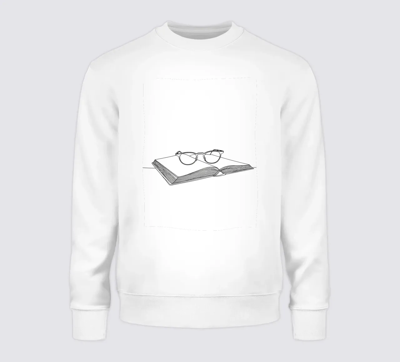 Occhiali su libro aperto - Line Art minimalista felpa da Viv Line Art
