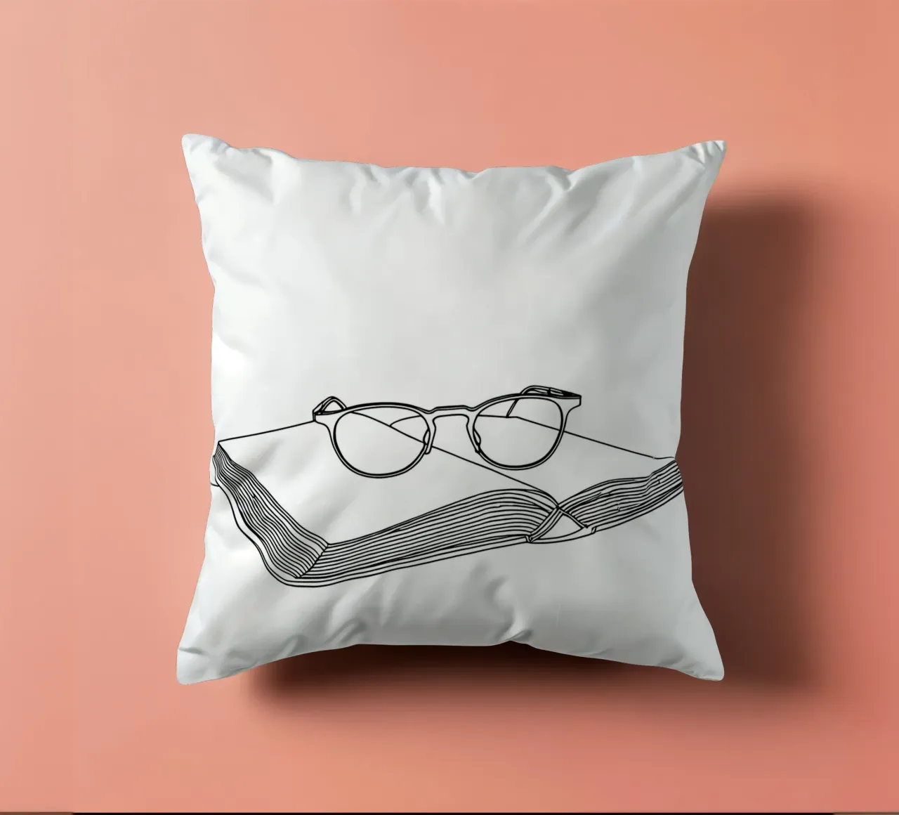 Glasses On Open Book- Minimalist Line Art decorative cushion by Viv Line Art