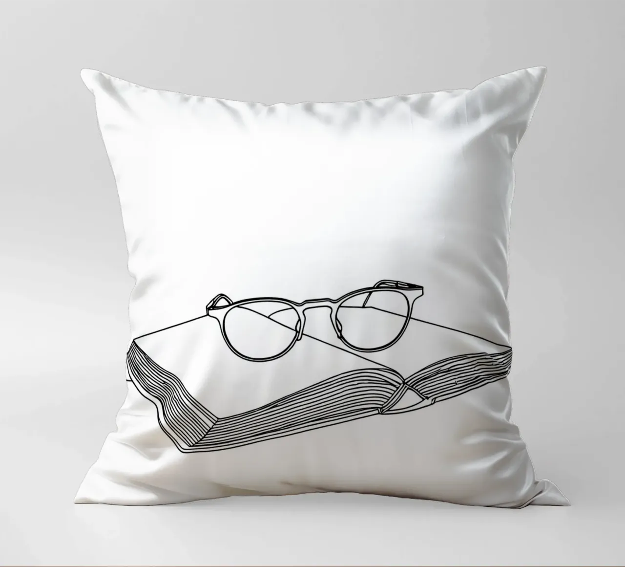 Glasses On Open Book- Minimalist Line Art decorative cushion by Viv Line Art