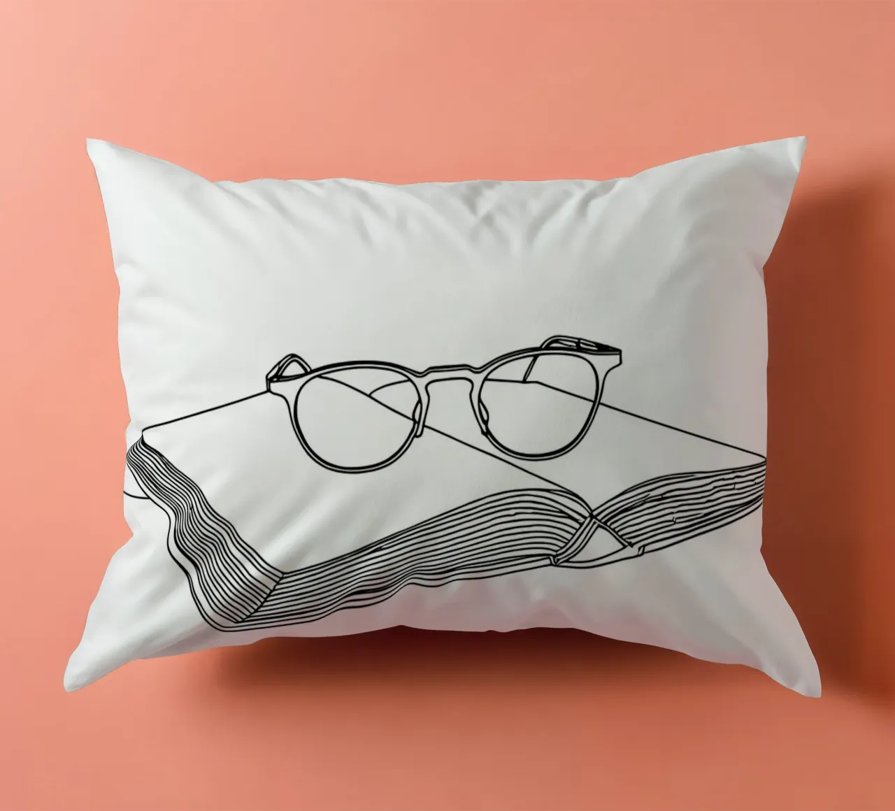 Glasses On Open Book- Minimalist Line Art decorative cushion by Viv Line Art