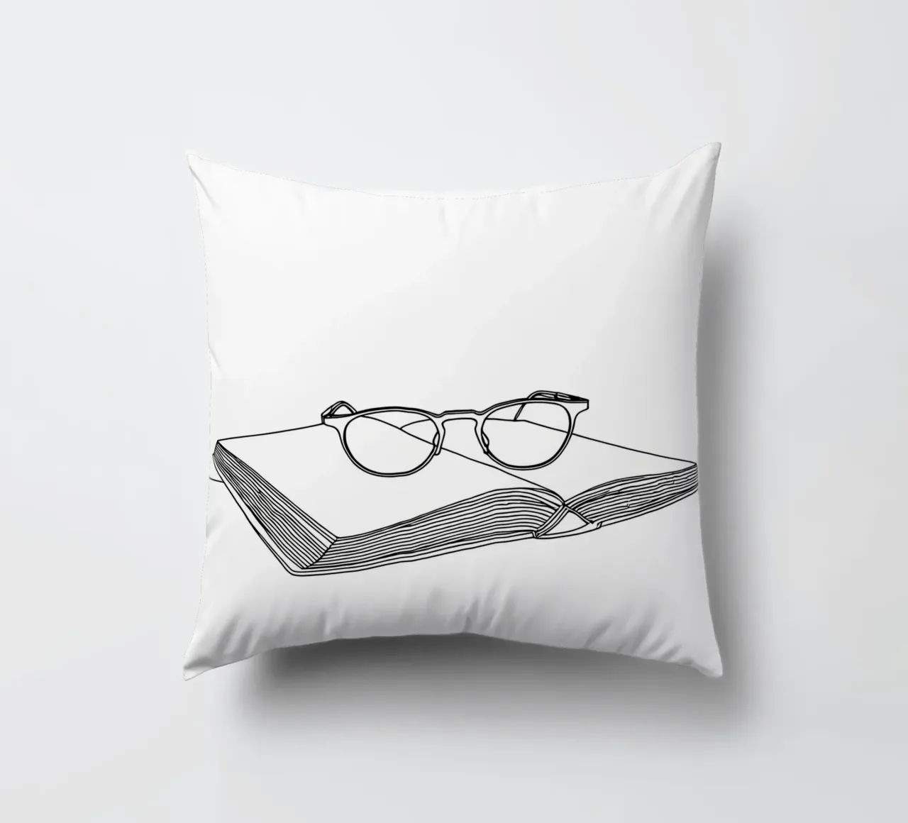 Glasses On Open Book- Minimalist Line Art decorative cushion by Viv Line Art