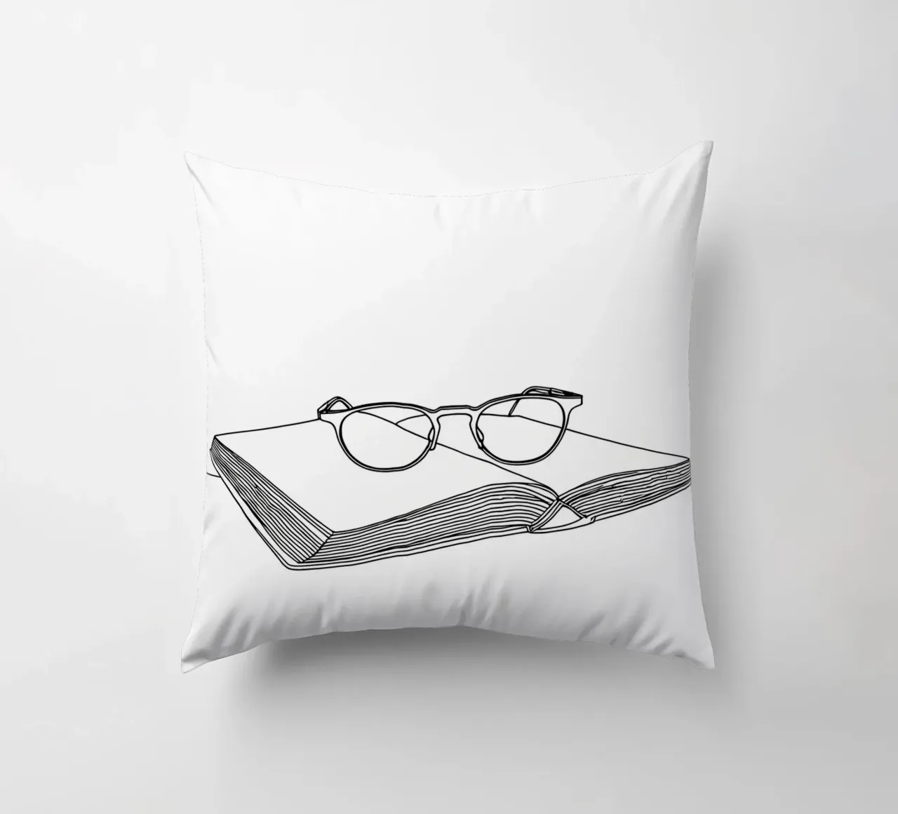 Glasses On Open Book- Minimalist Line Art decorative cushion by Viv Line Art
