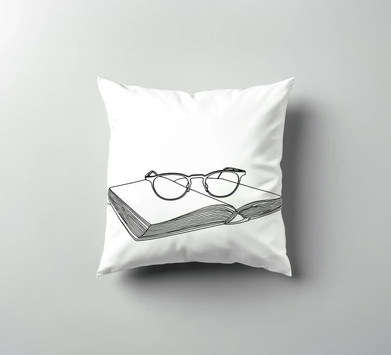 Glasses On Open Book- Minimalist Line Art decorative cushion by Viv Line Art