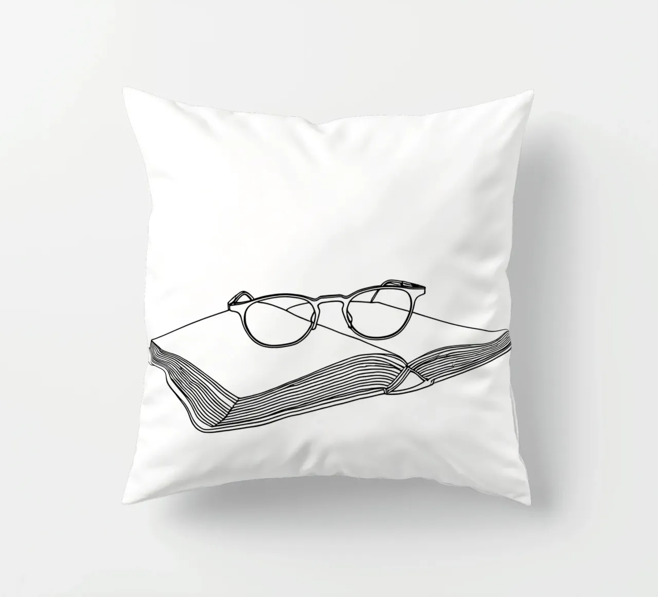 Glasses On Open Book- Minimalist Line Art decorative cushion by Viv Line Art