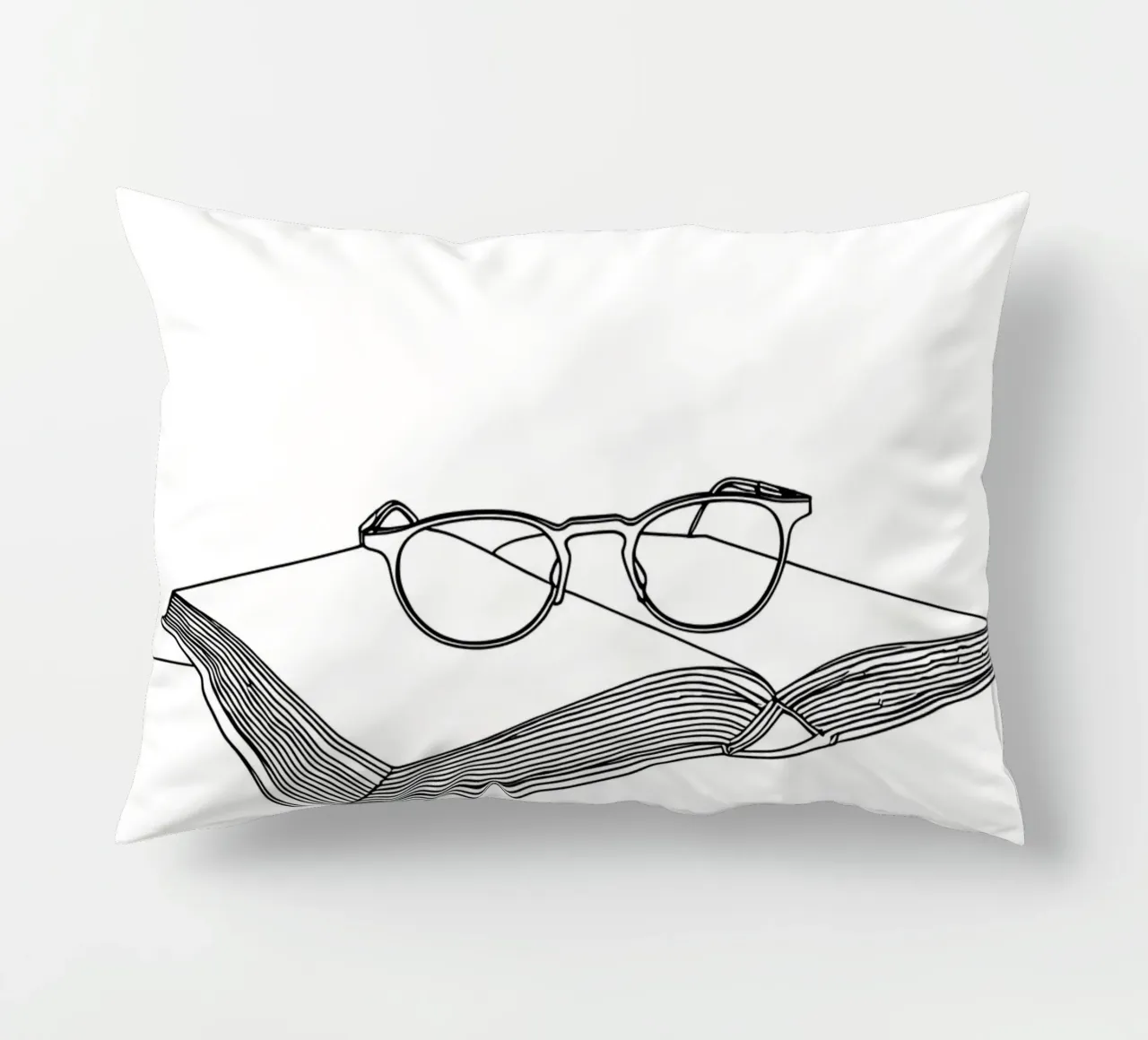 Glasses On Open Book- Minimalist Line Art decorative cushion by Viv Line Art