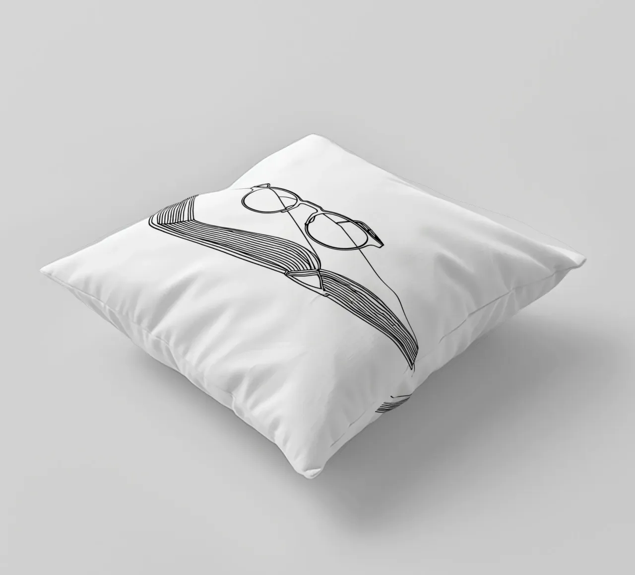 Glasses On Open Book- Minimalist Line Art decorative cushion by Viv Line Art