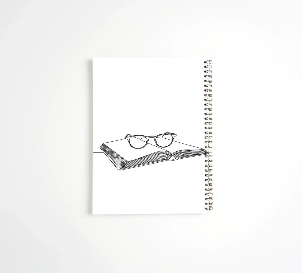Glasses On Open Book- Minimalist Line Art spiral notebook by Viv Line Art