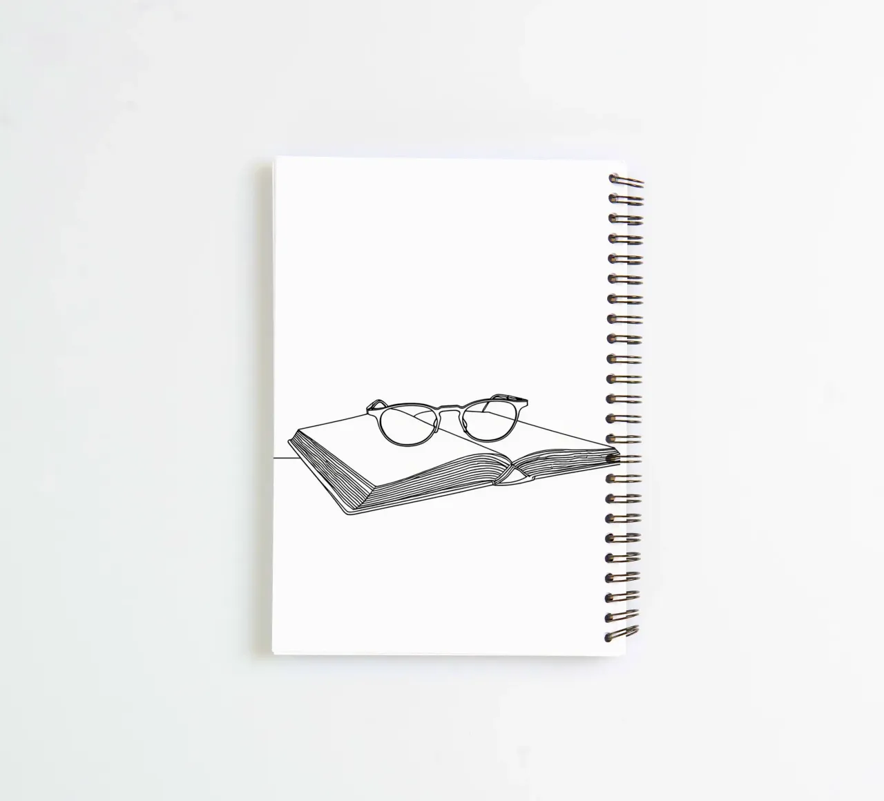 Glasses On Open Book- Minimalist Line Art spiral notebook by Viv Line Art