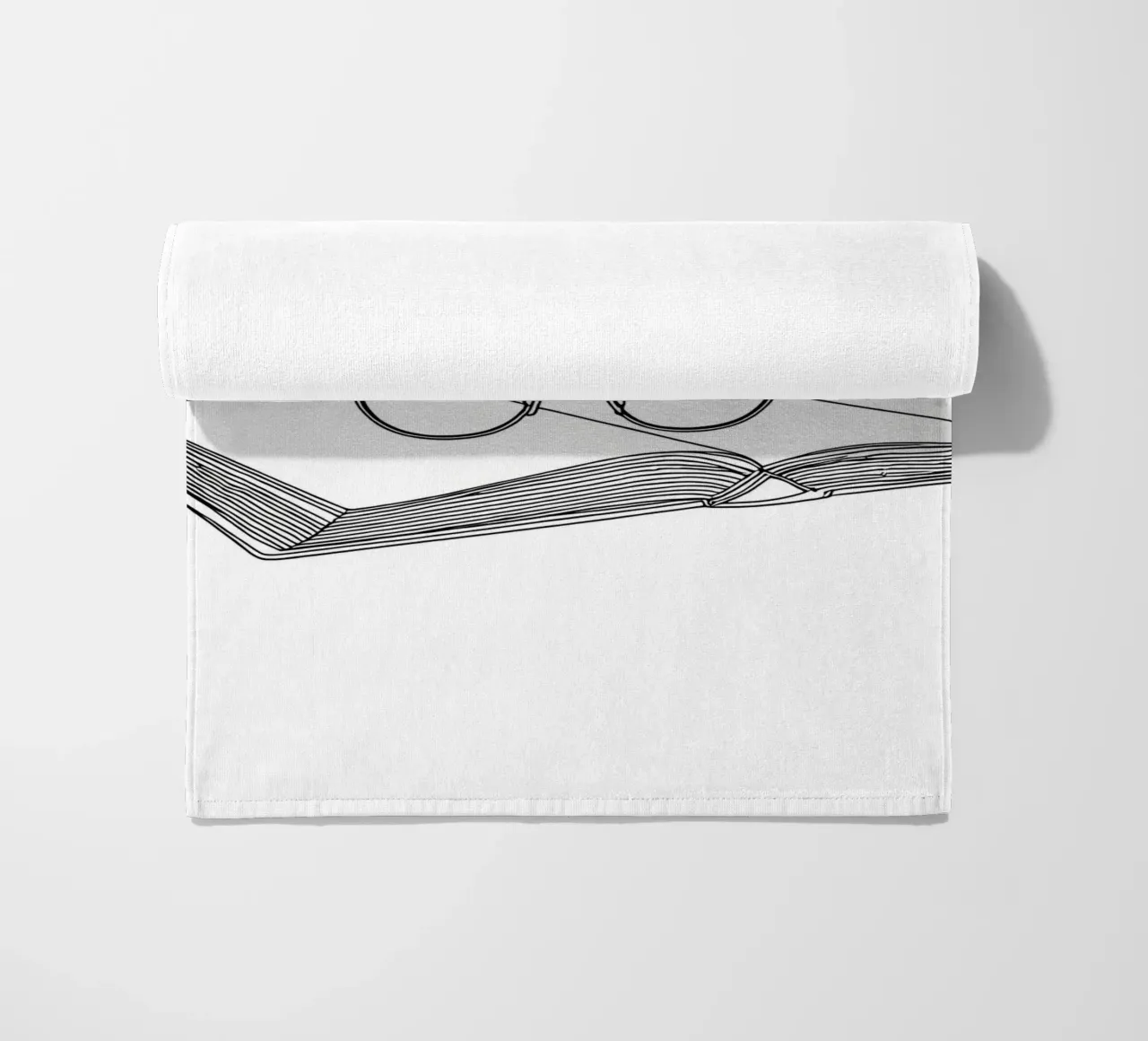 Glasses On Open Book- Minimalist Line Art beach towel by Viv Line Art