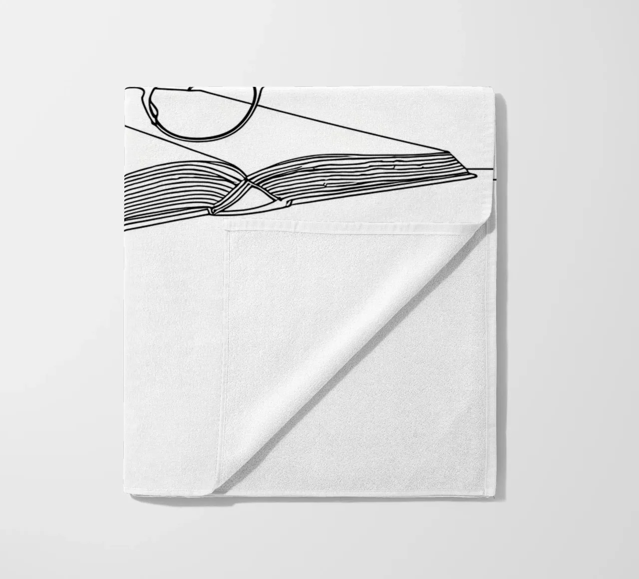 Glasses On Open Book- Minimalist Line Art beach towel by Viv Line Art