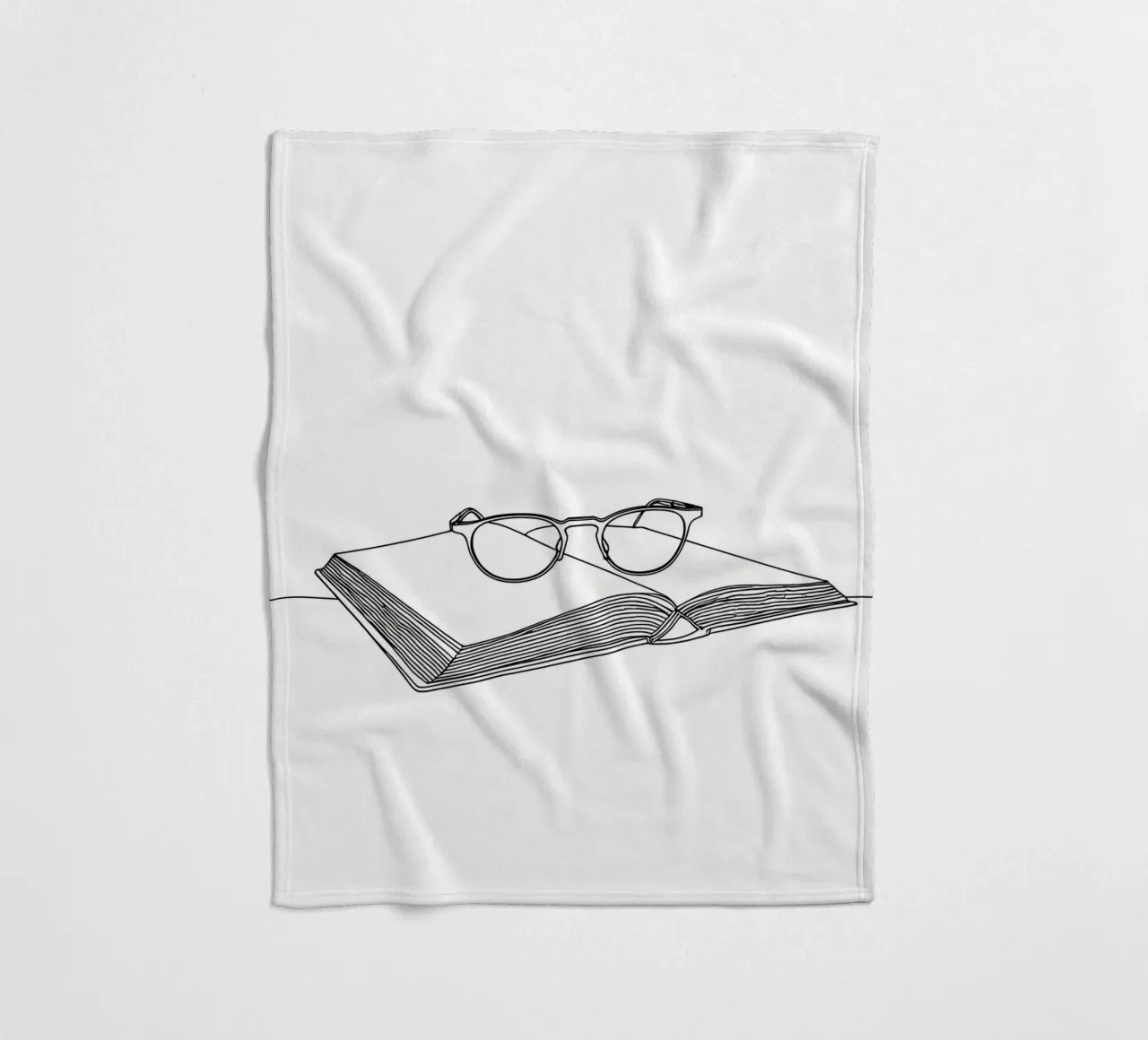 Glasses On Open Book- Minimalist Line Art Fleecedecke von Viv Line Art