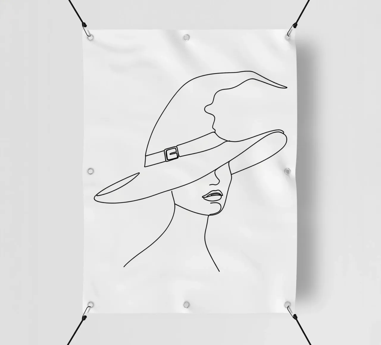 Cappello da strega - Line art minimalista telo in pvc da Viv Line Art