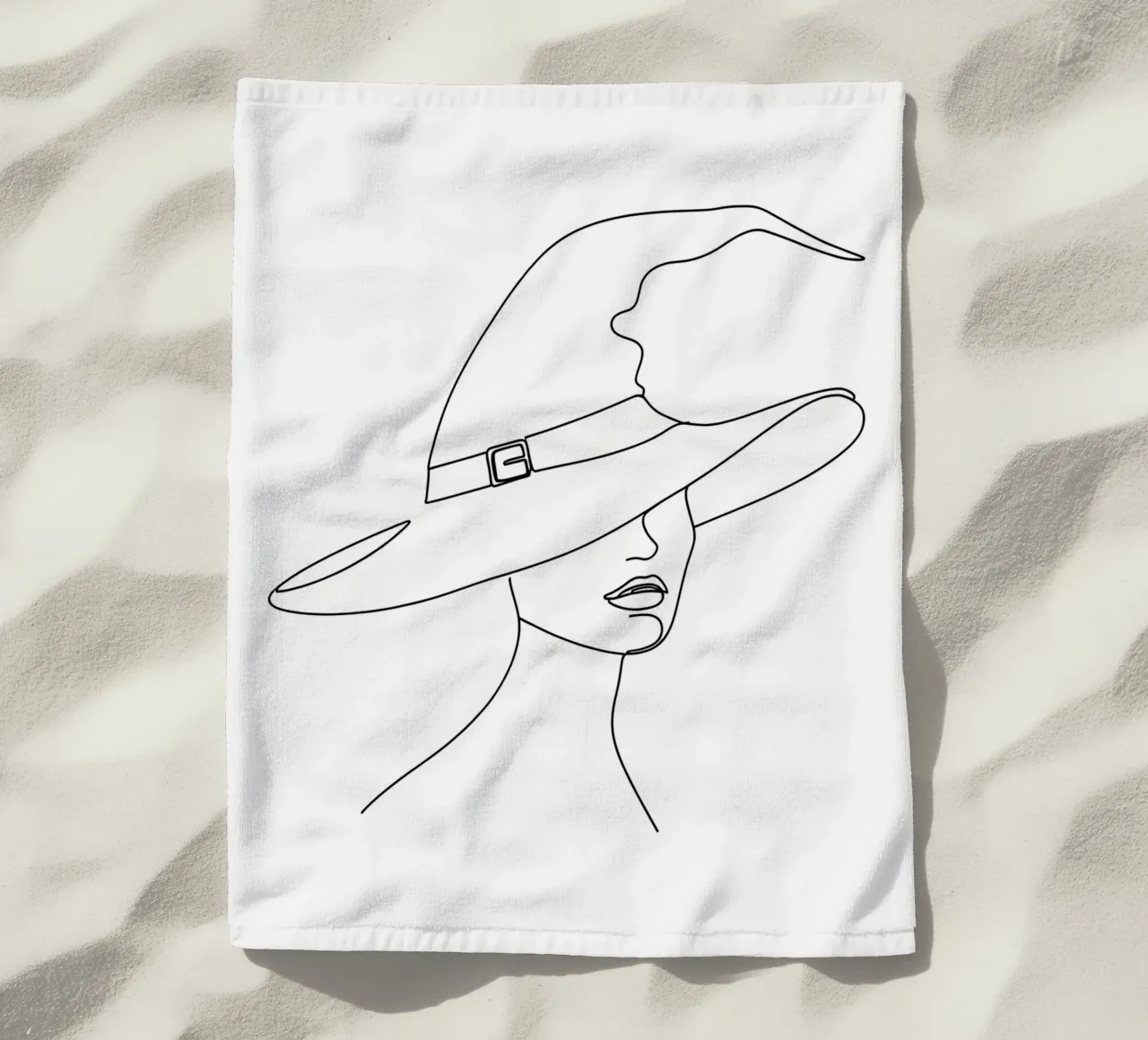 Cappello da strega - Line art minimalista telo mare da Viv Line Art