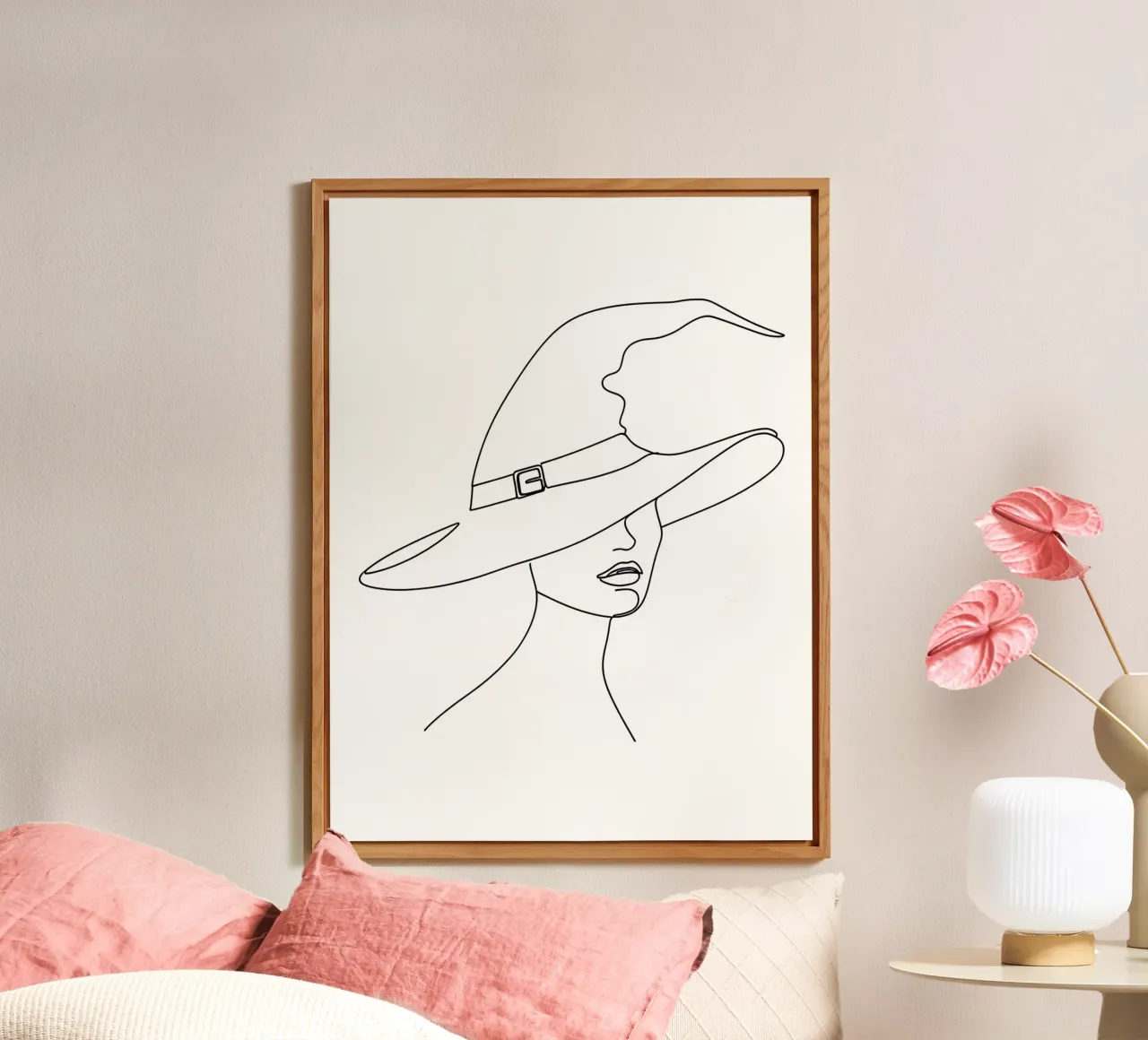 Cappello da strega - Line art minimalista alluminio dibond da Viv Line Art