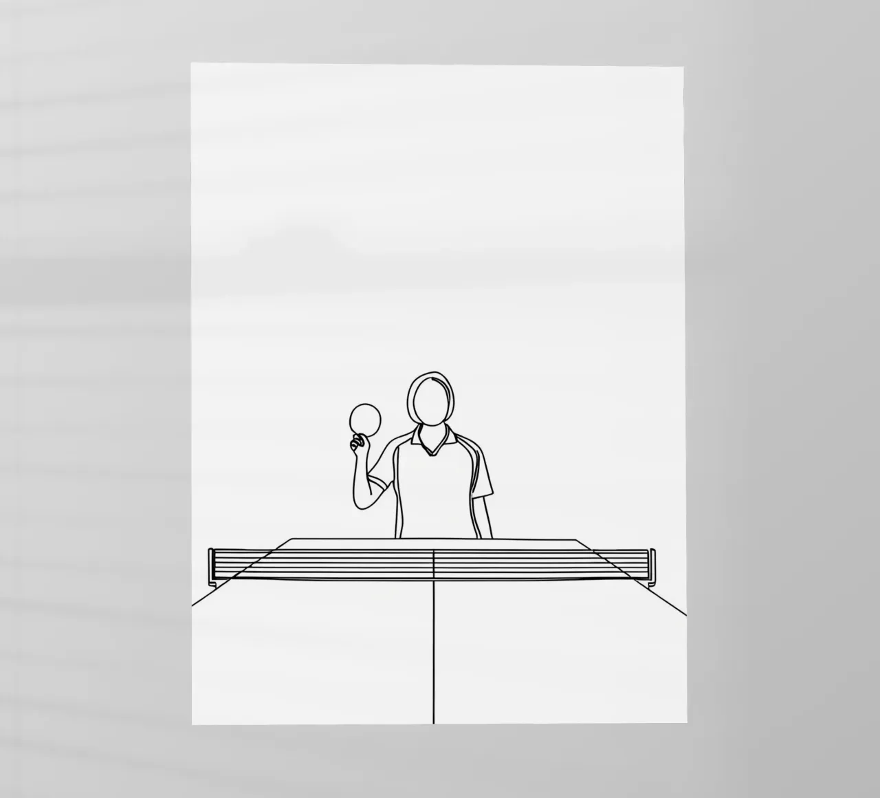 Giocatore di tennis da tavolo - Line Art minimalista pellicola backlit da Viv Line Art
