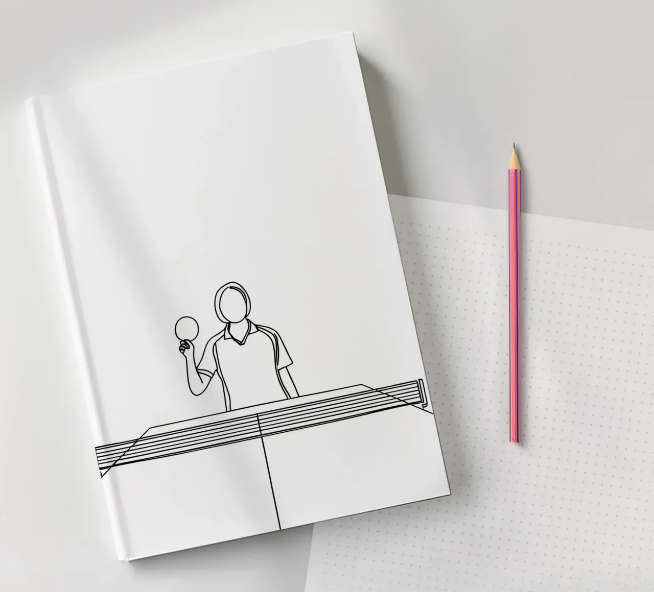 Table Tennis Player - Minimalist Line Art notebook by Viv Line Art