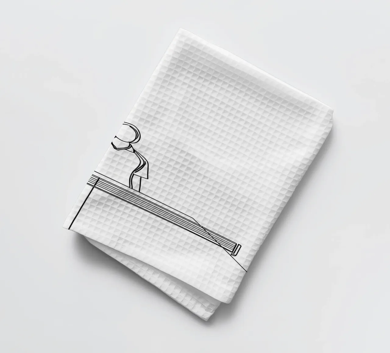 Table Tennis Player - Minimalist Line Art tea towel by Viv Line Art