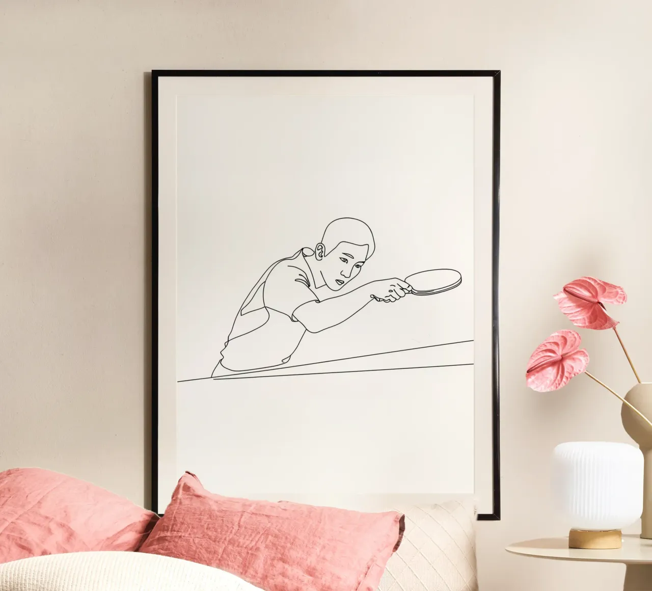 Table Tennis Player - Minimalist Line Art poster by Viv Line Art