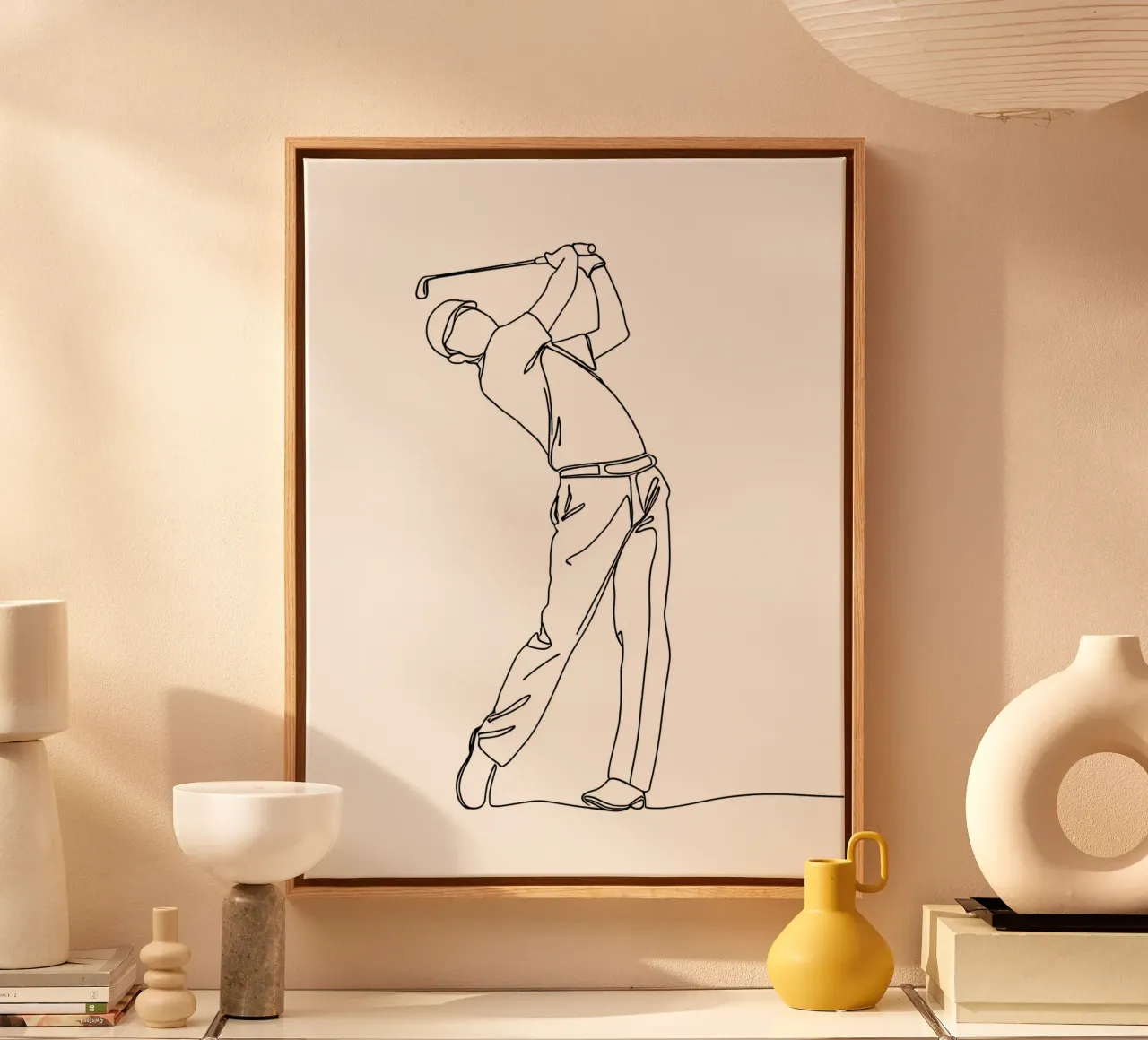 Golfer - Minimalist Line Art canvas with Floater frame by Viv Line Art