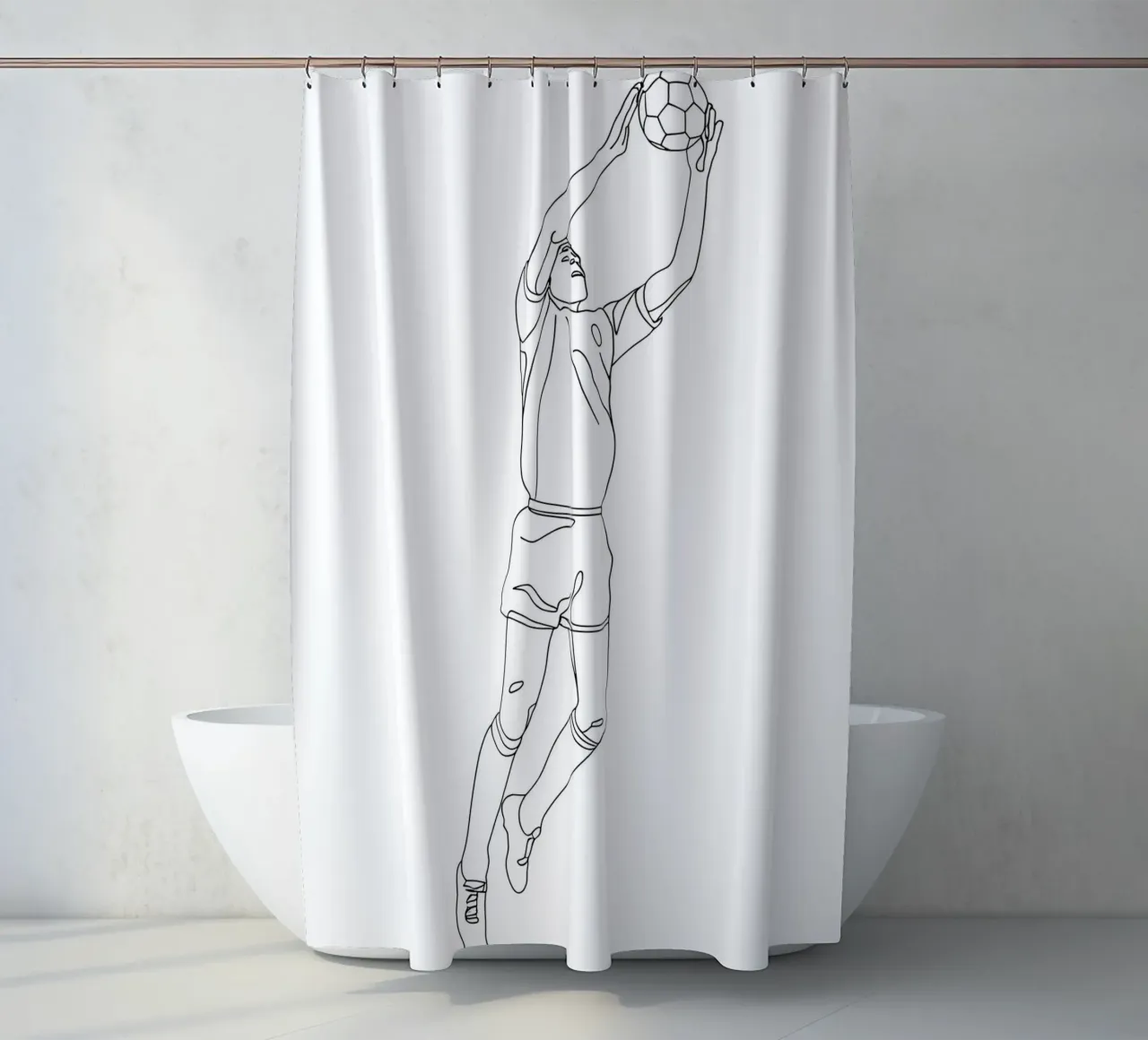 Goalkeeper Soccer - Minimalist Line Art shower curtain by Viv Line Art