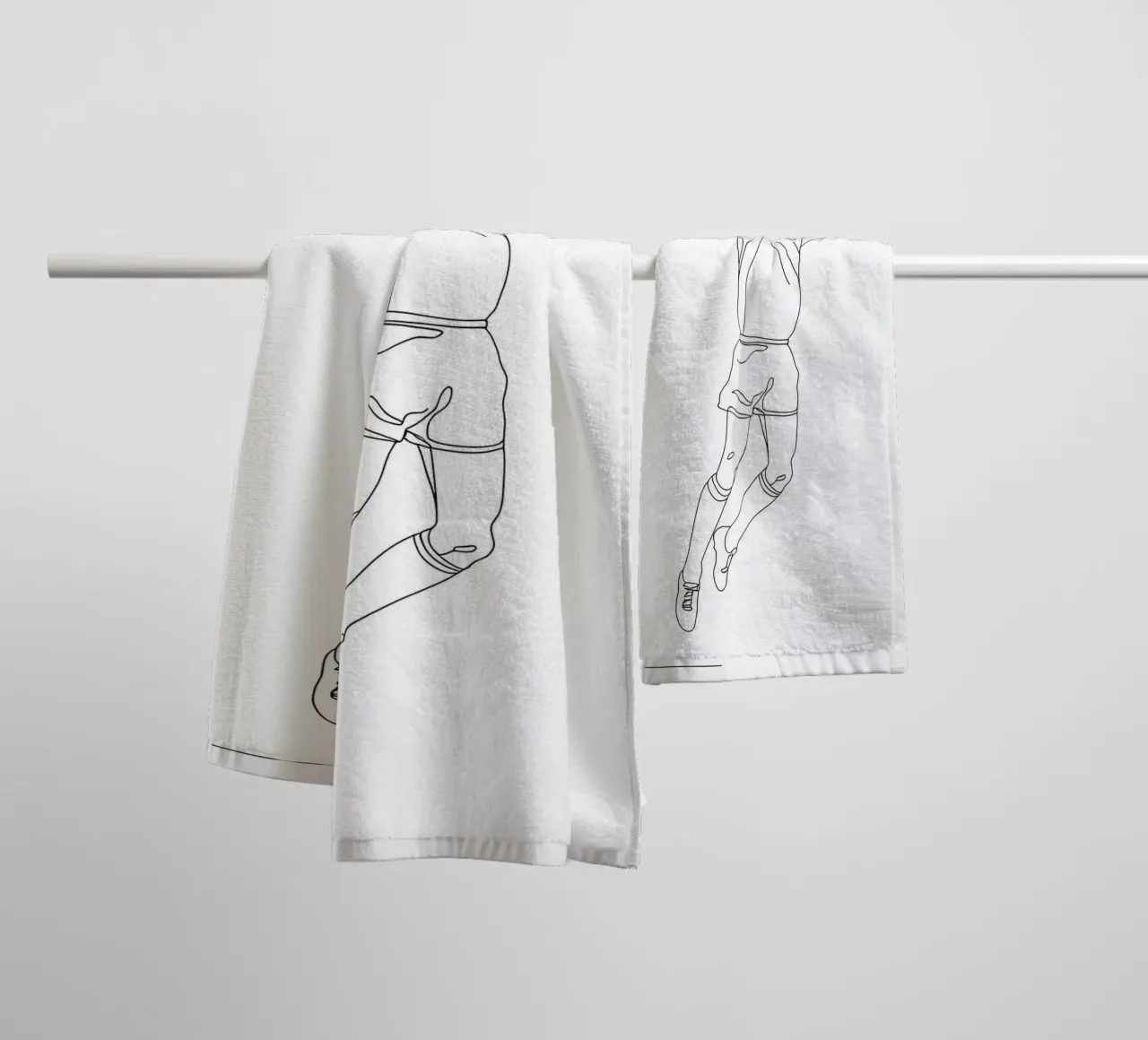 Gardien de but - Minimalist Line Art serviette de bain de Viv Line Art