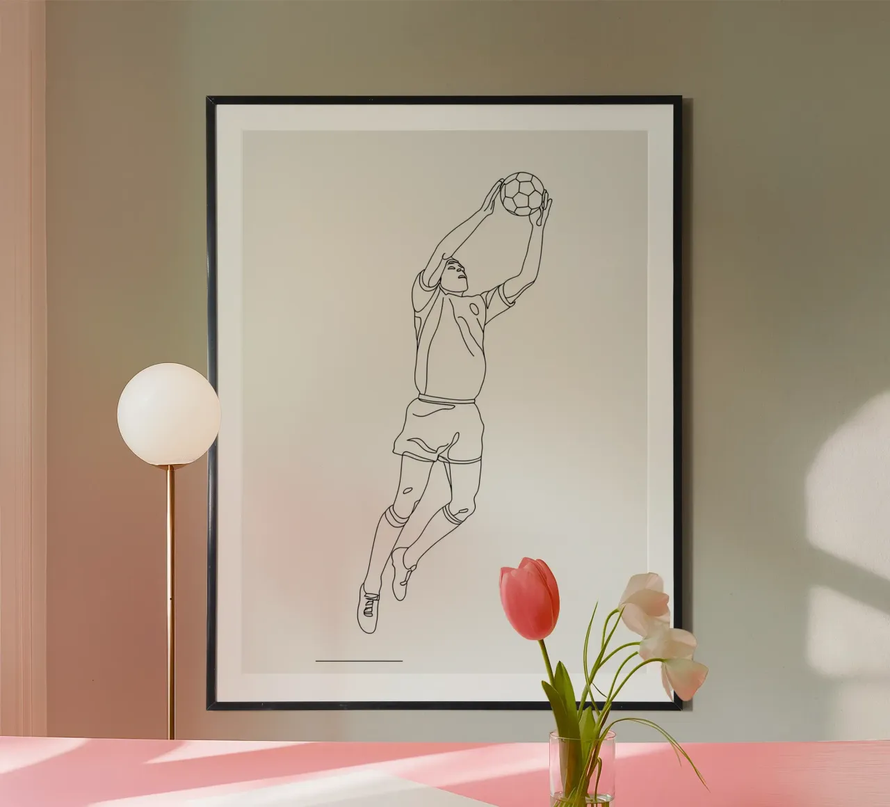 Goalkeeper Soccer - Minimalist Line Art hahnemühle by Viv Line Art
