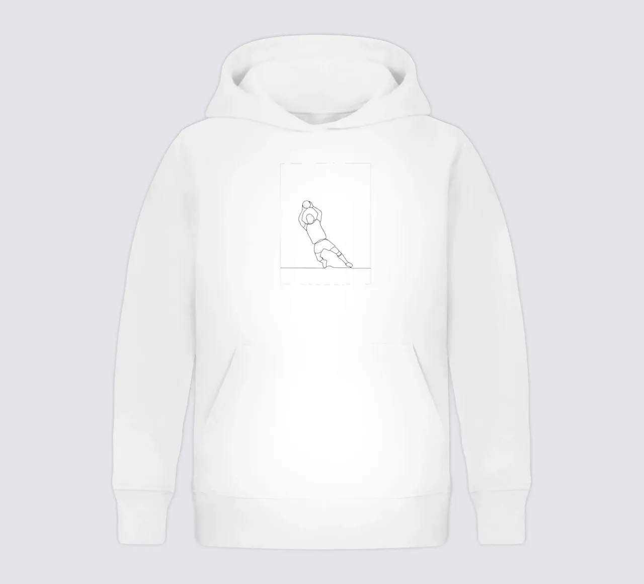 Gardien de but - Dessin au trait minimaliste sweat à capuche enfant de Viv Line Art