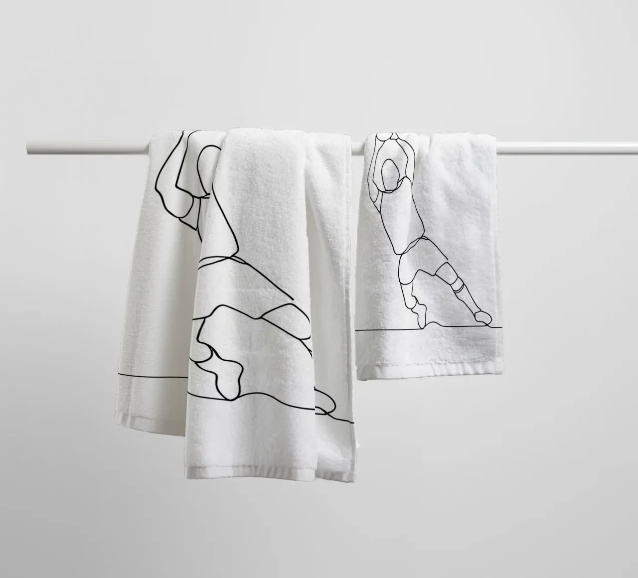 Gardien de but - Dessin au trait minimaliste serviette de bain de Viv Line Art