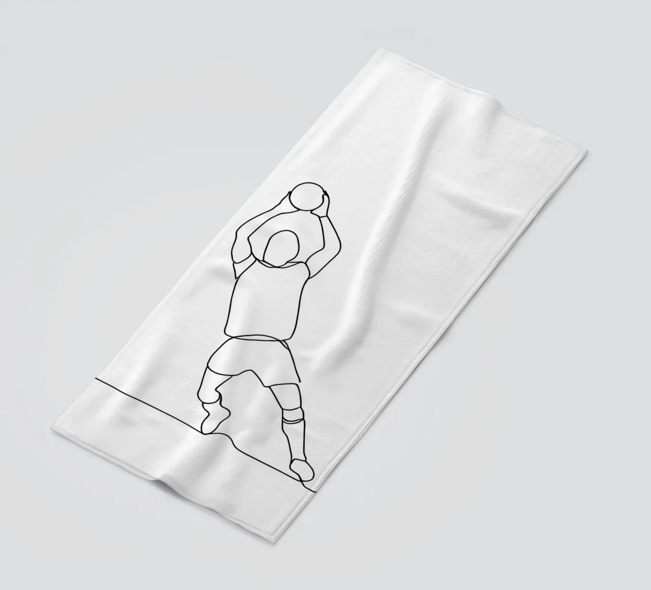 Goalkeeper - Minimalist Line Art beach towel by Viv Line Art
