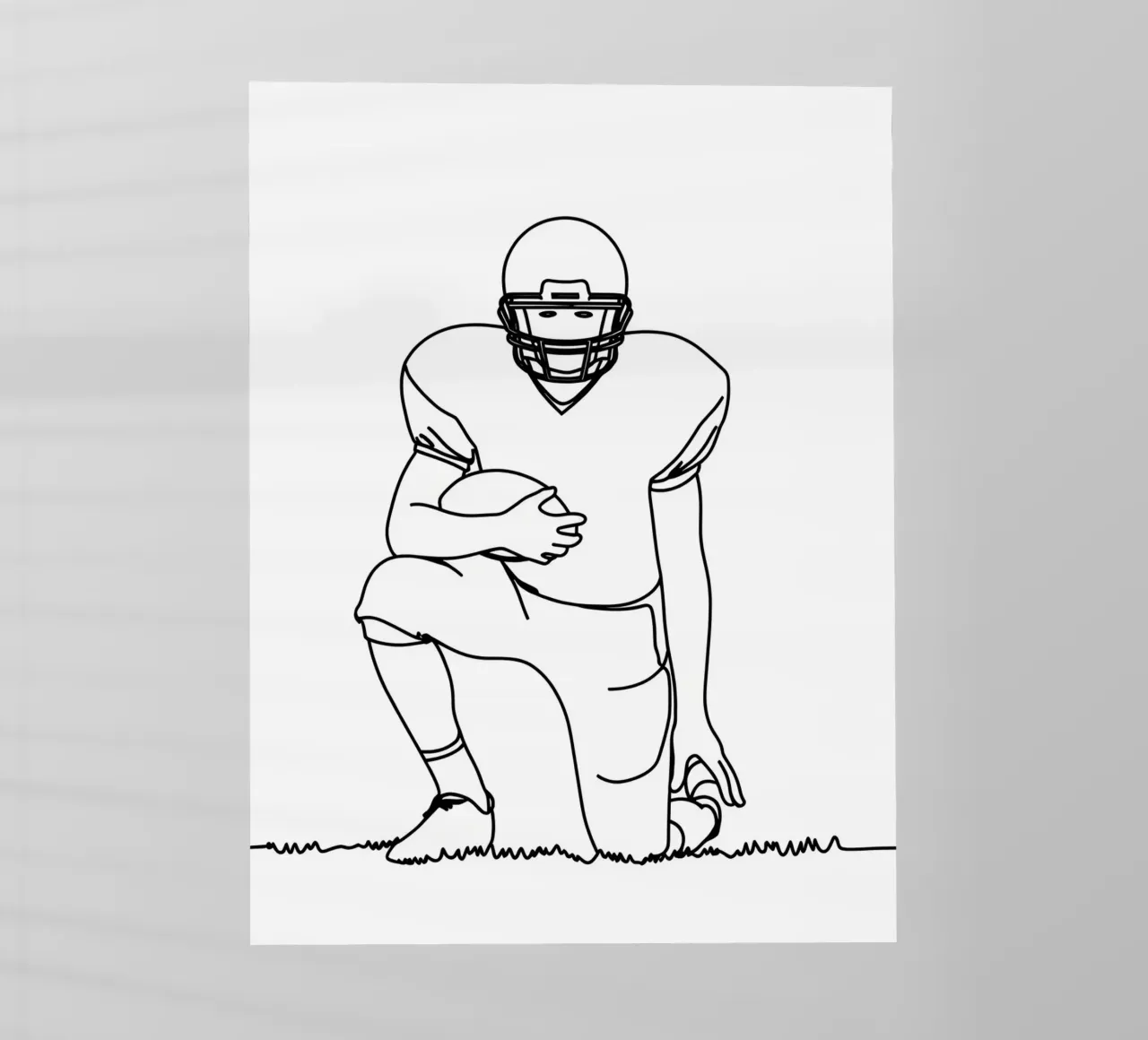 Giocatore di calcio pronto - Line art minimalista pellicola backlit da Viv Line Art