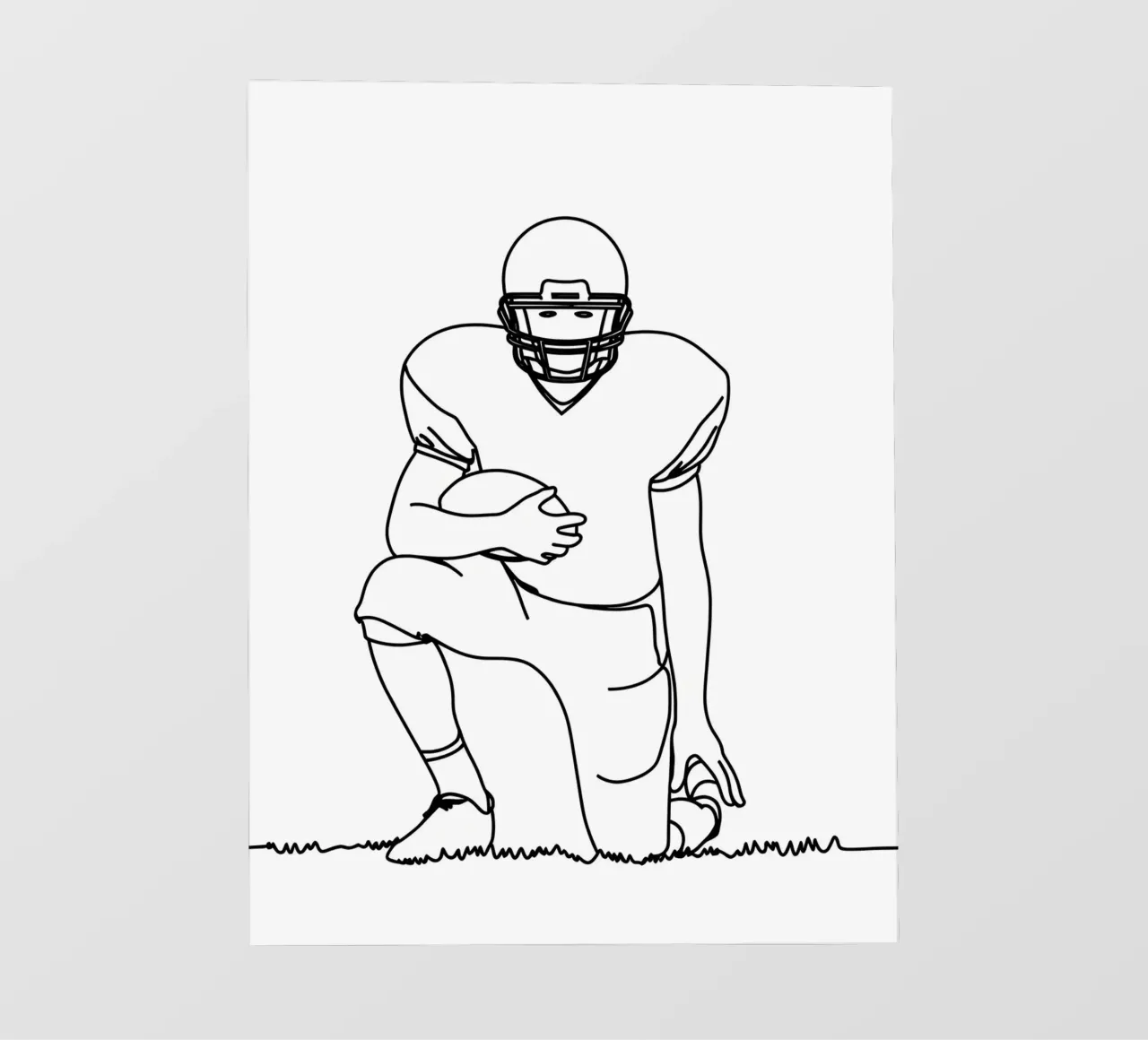 Giocatore di calcio pronto - Line art minimalista pellicola backlit da Viv Line Art