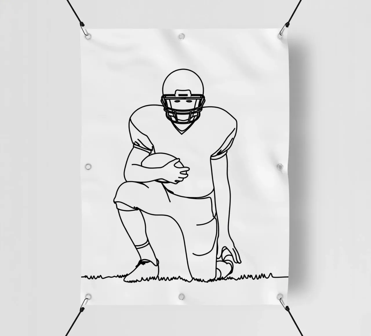 Giocatore di calcio pronto - Line art minimalista telo in pvc da Viv Line Art