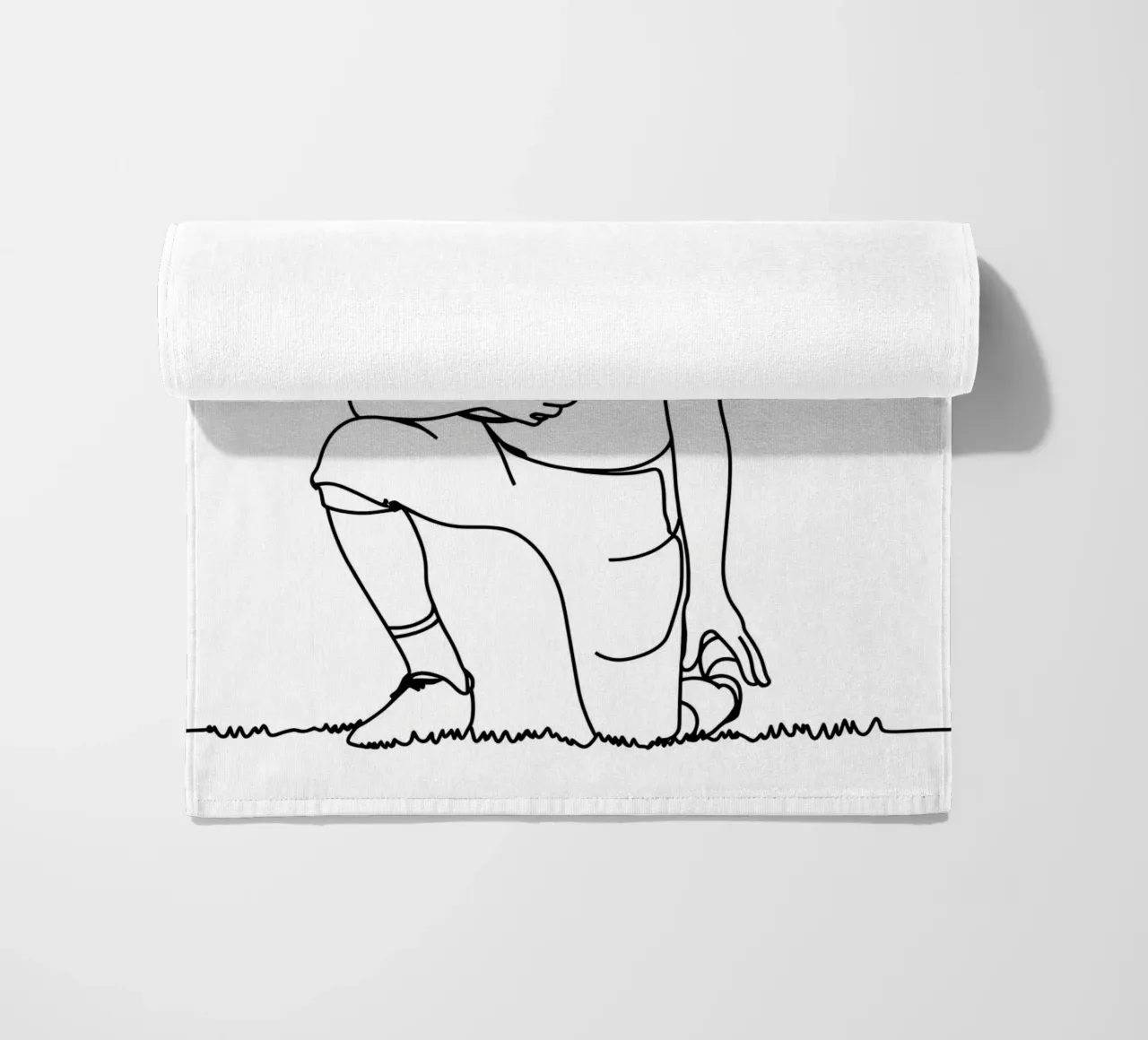 Giocatore di calcio pronto - Line art minimalista telo mare da Viv Line Art