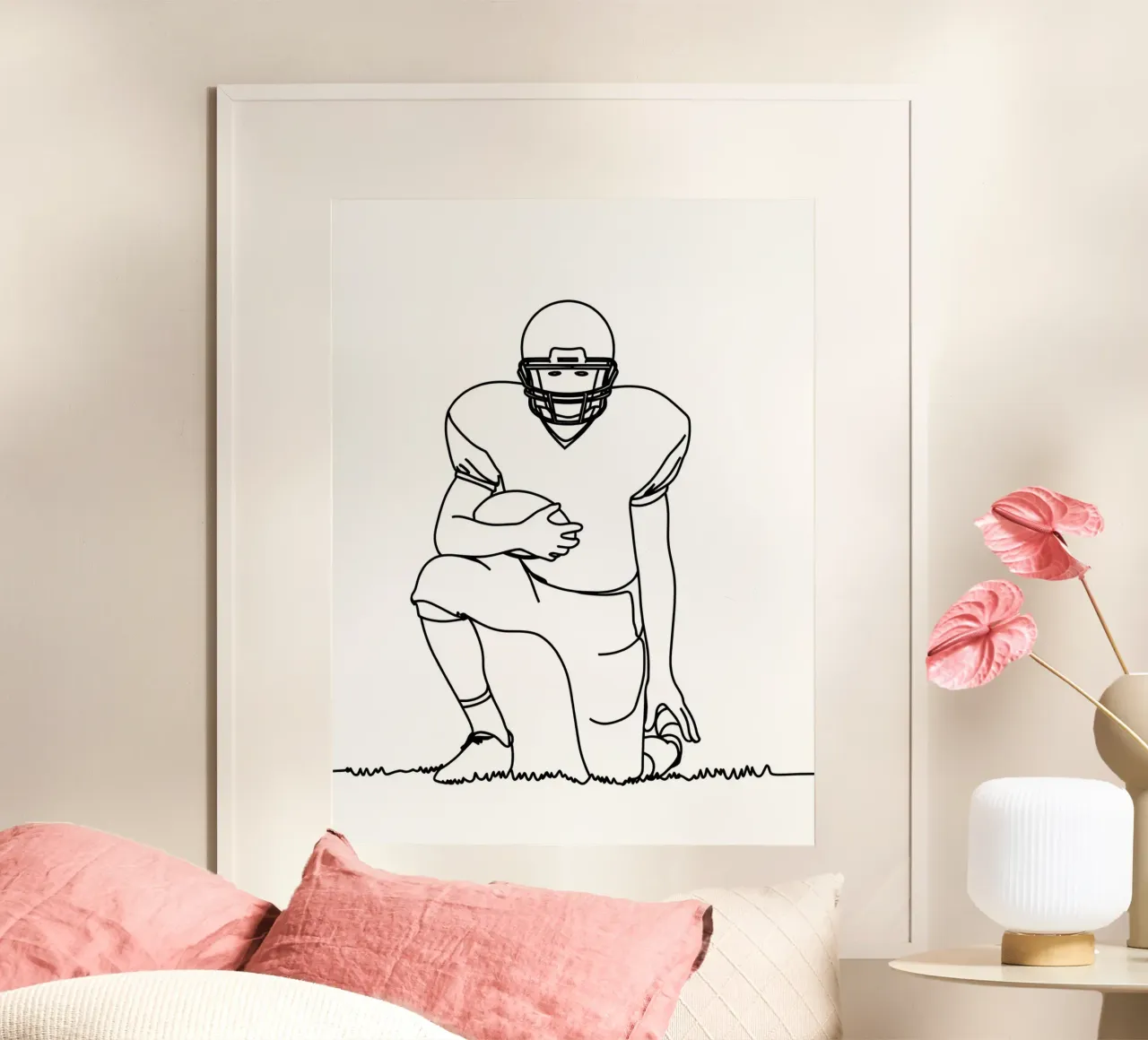 Giocatore di calcio pronto - Line art minimalista carta hahnemühle da Viv Line Art