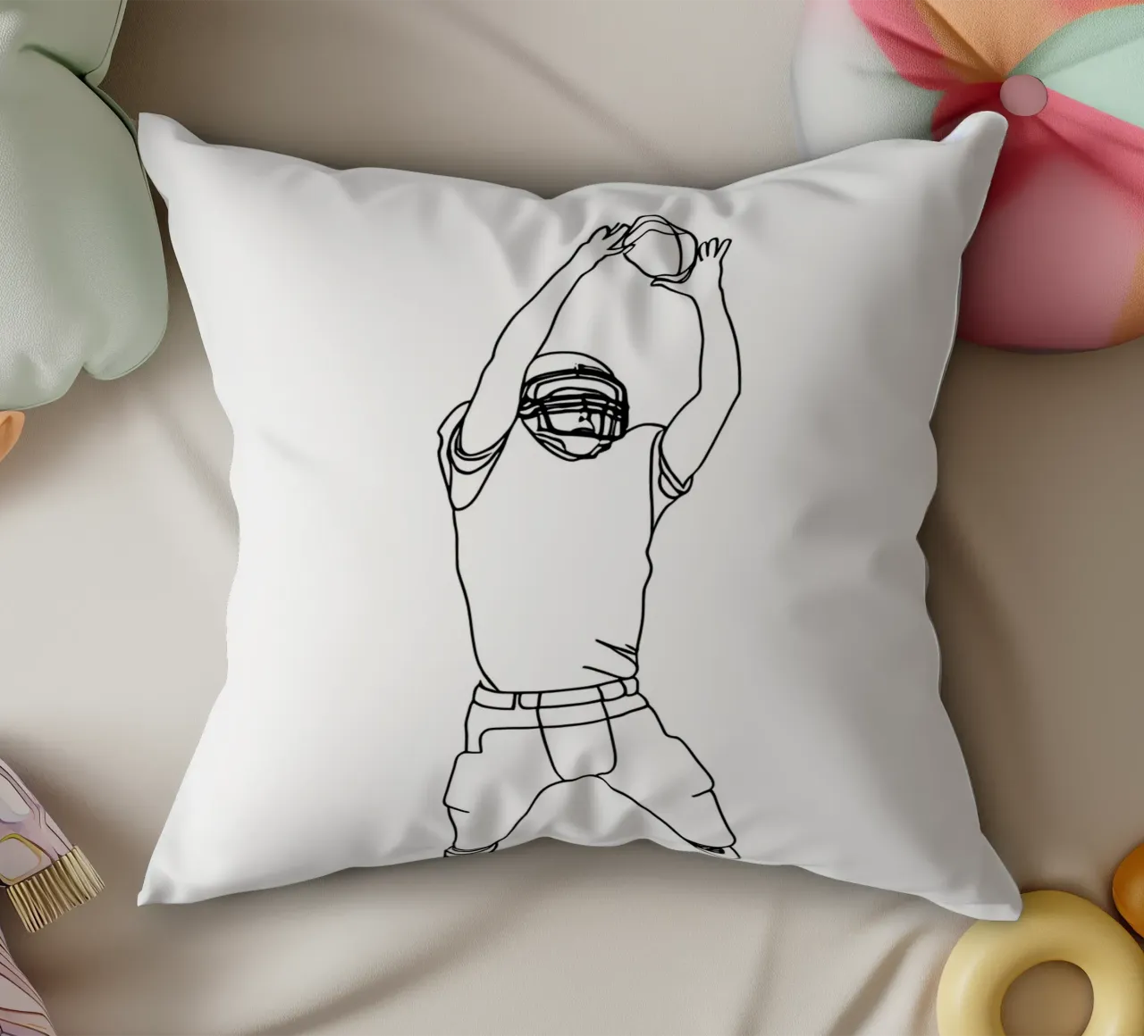 Giocatore di calcio - Line Art minimalista cuscino da Viv Line Art