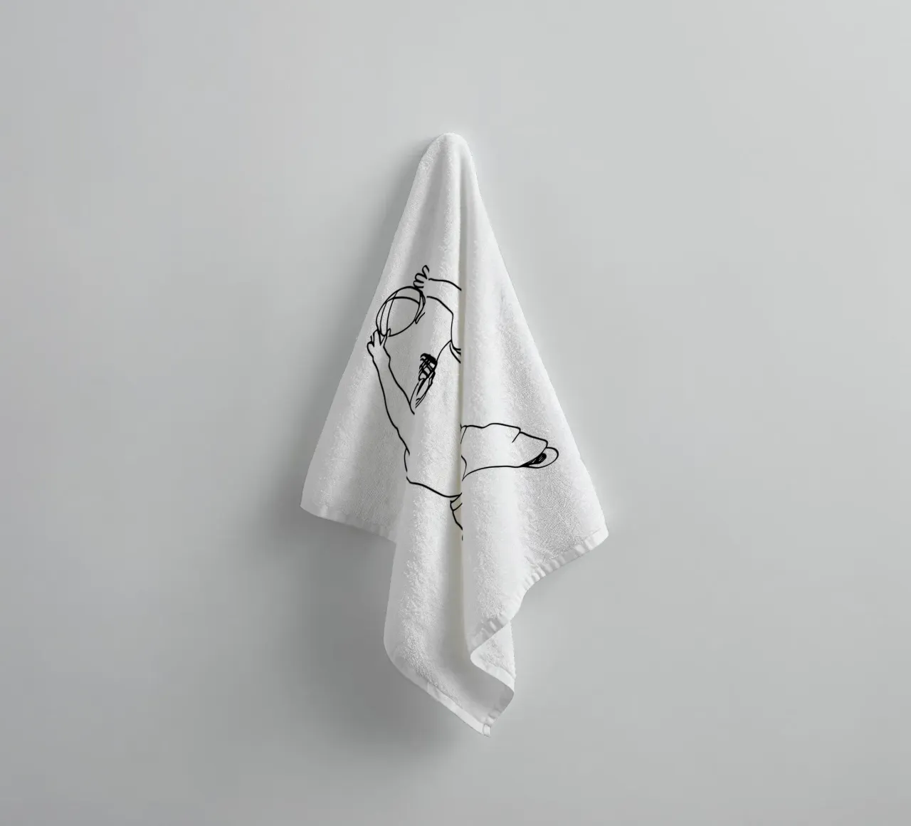 Football Player - Minimalist Line Art towel by Viv Line Art
