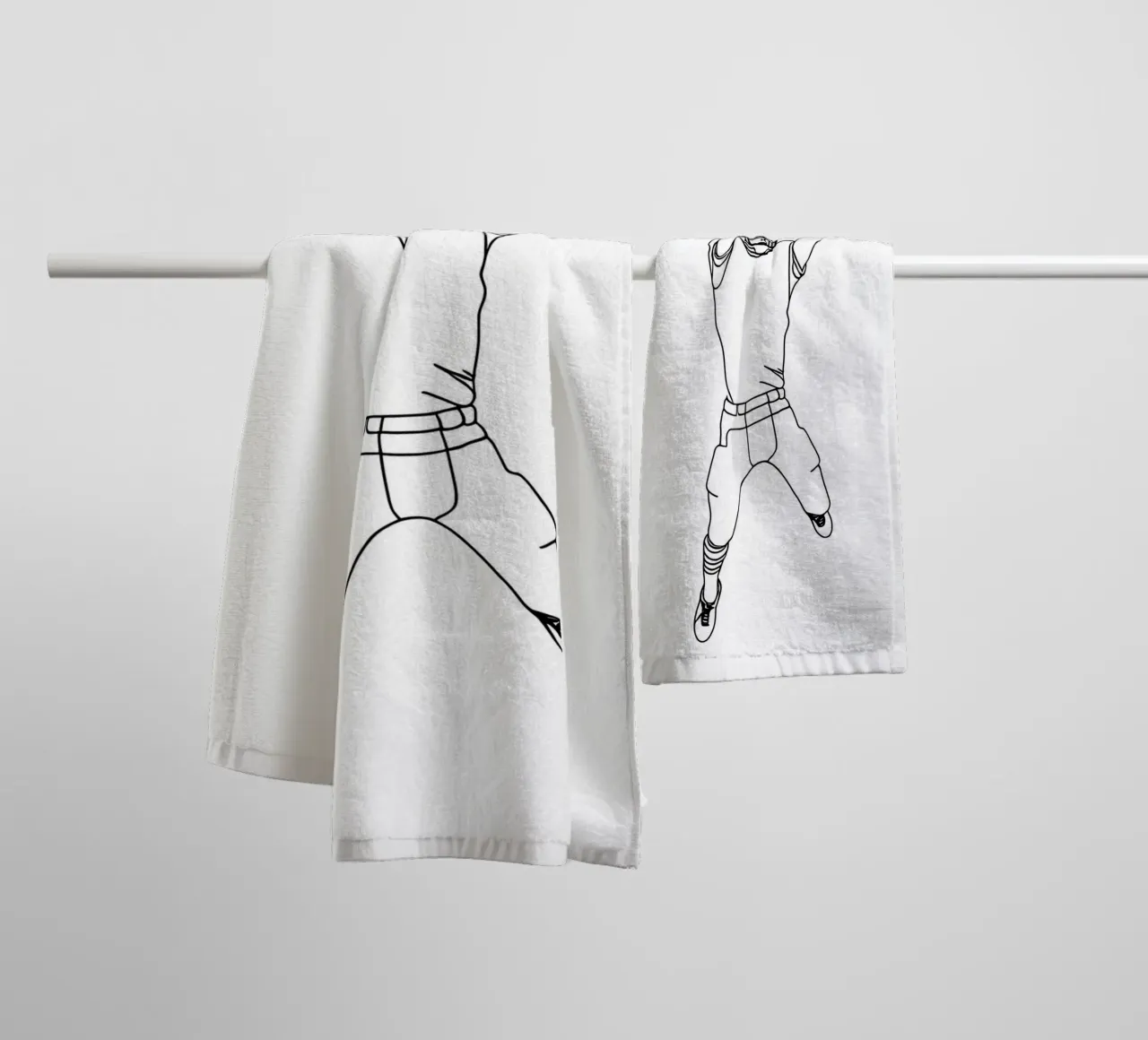 Football Player - Minimalist Line Art towel by Viv Line Art