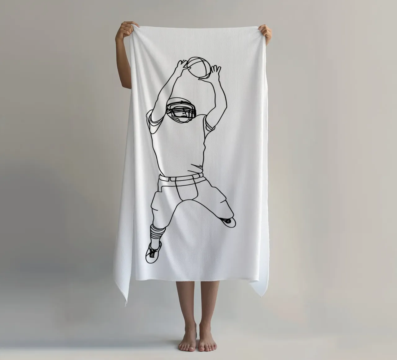 Giocatore di calcio - Line Art minimalista telo mare da Viv Line Art