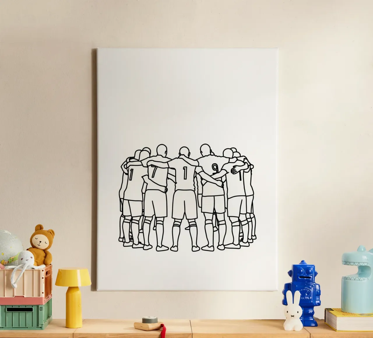 Pianificazione del team - Line art minimalista tela con Cornice a cassetta da Viv Line Art