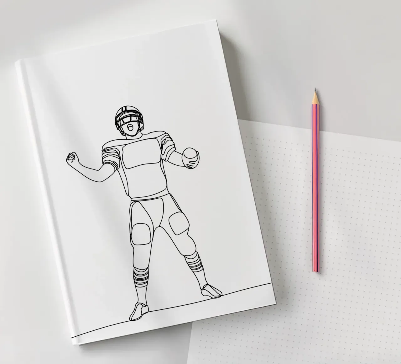 Football Player - Minimalist Line Art notebook by Viv Line Art