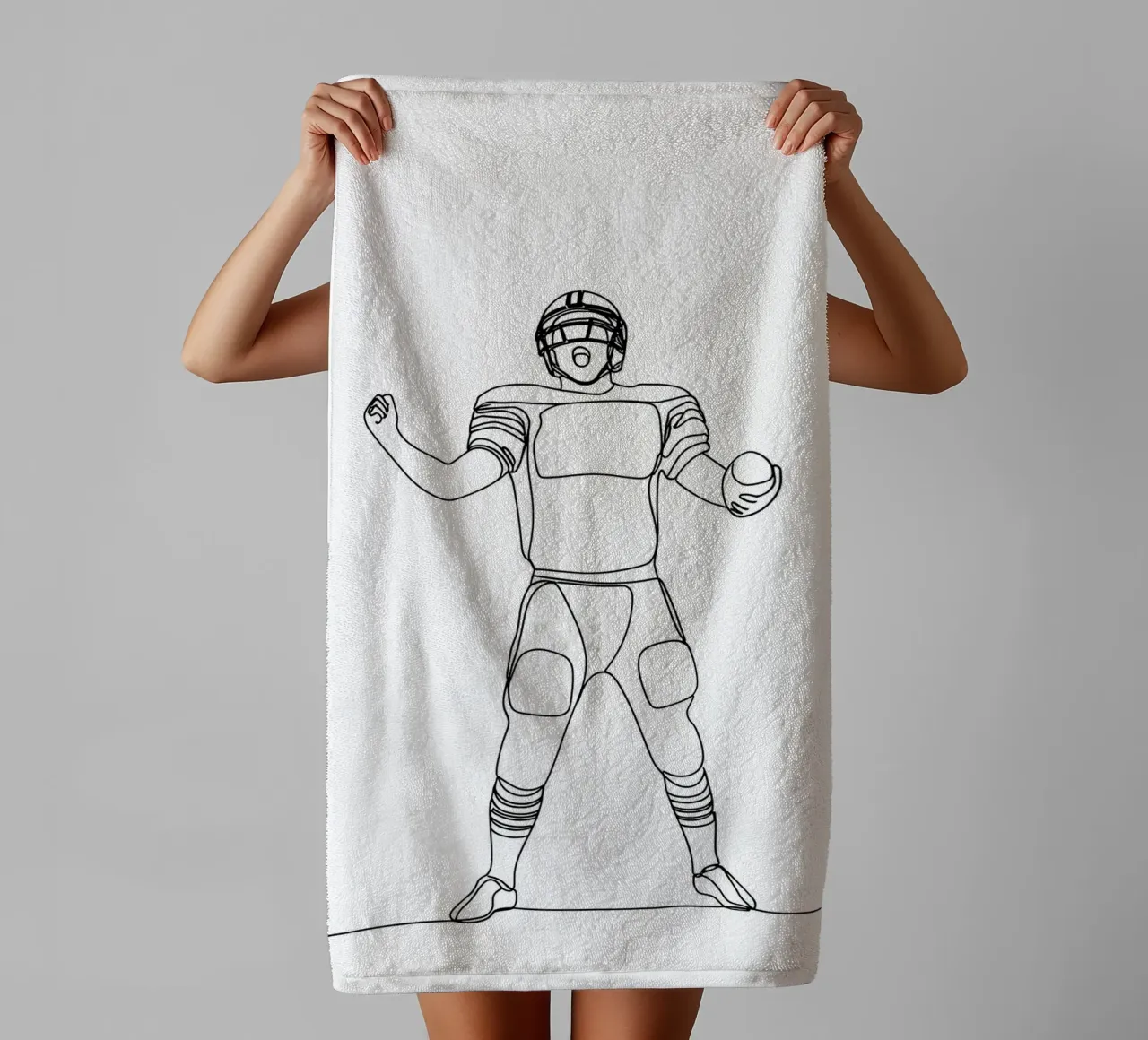 Giocatore di calcio - Line Art minimalista asciugamano da bagno da Viv Line Art