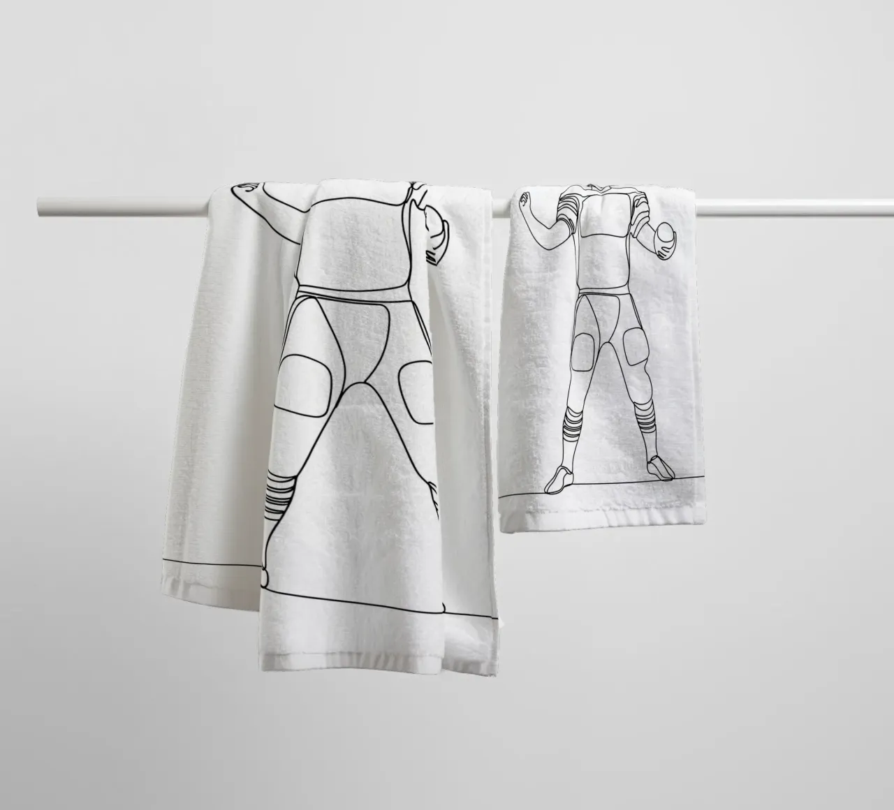 Giocatore di calcio - Line Art minimalista asciugamano da bagno da Viv Line Art
