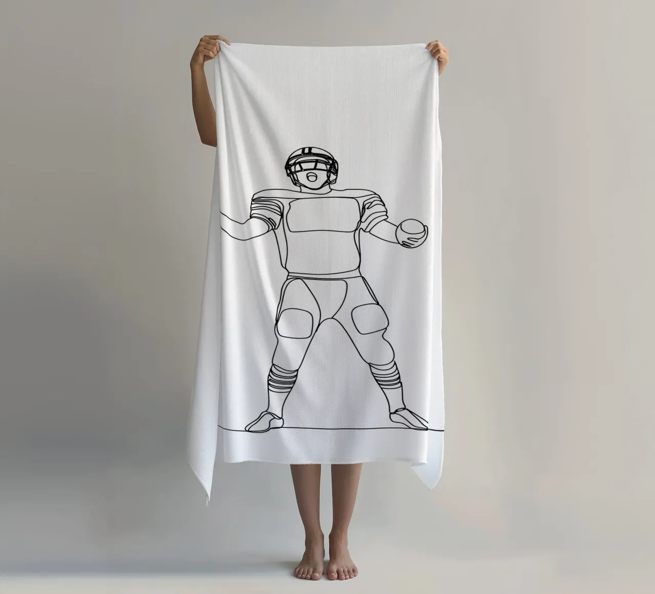 Giocatore di calcio - Line Art minimalista telo mare da Viv Line Art