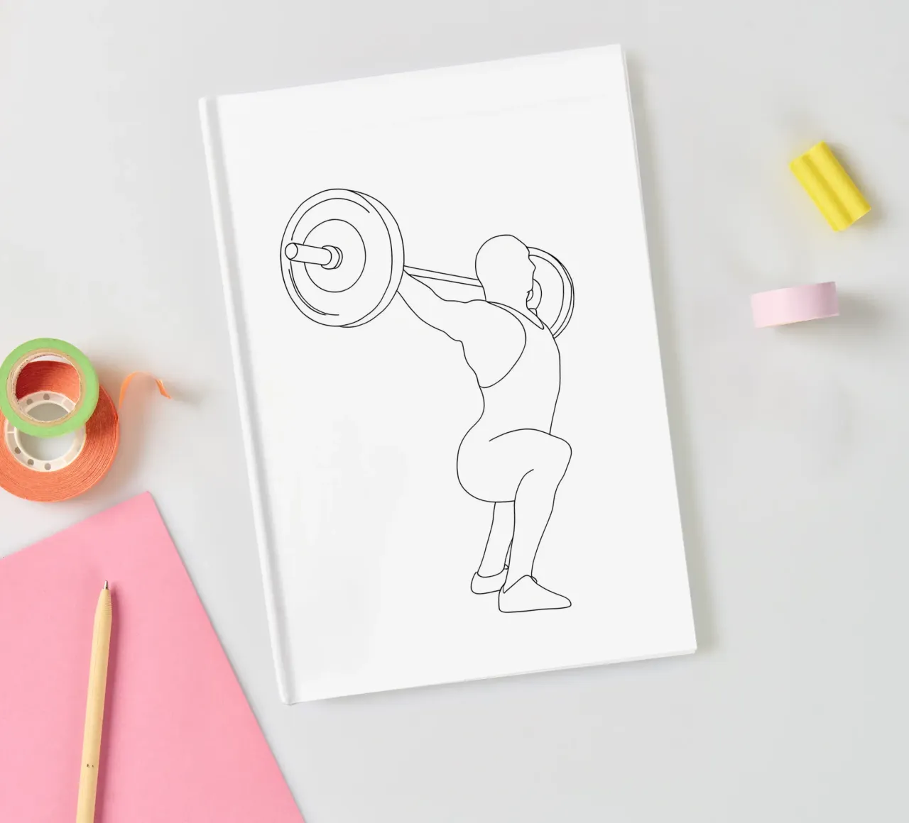 Weightlifting - Minimalist Line Art notebook by Viv Line Art