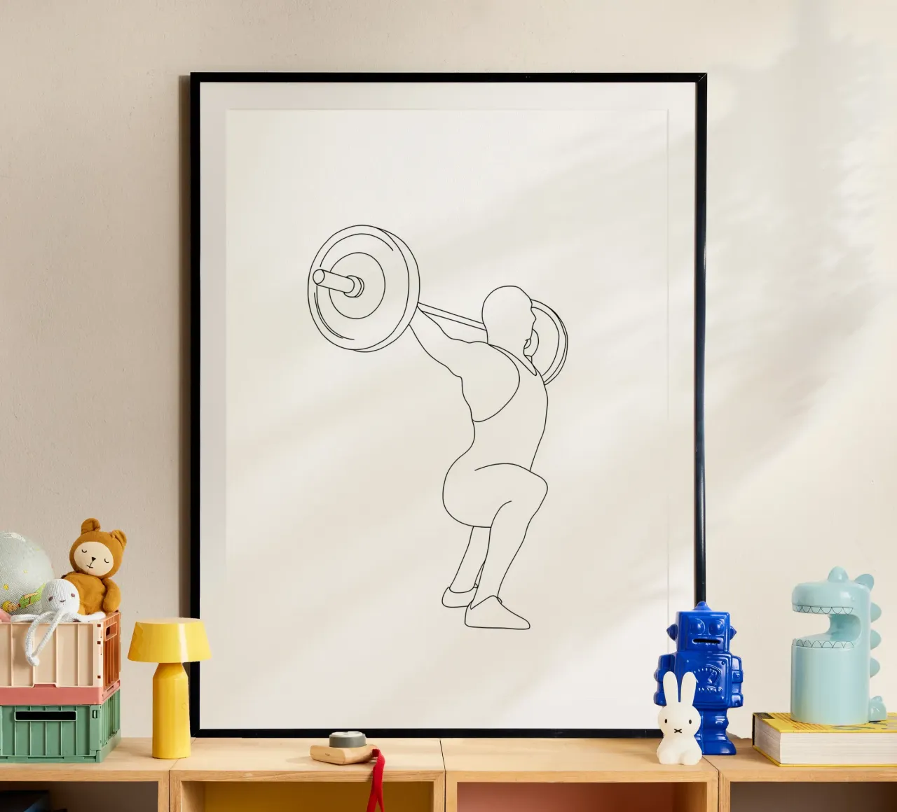 Haltérophilie - Dessin au trait minimaliste poster de Viv Line Art